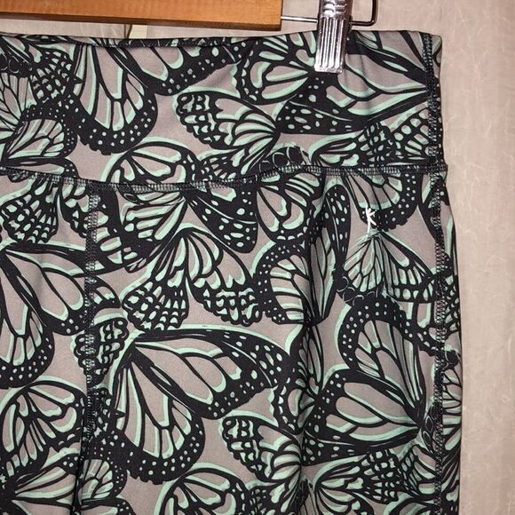 Danskin Now L Dri More Gray Teal Butterfly Athletic Active Leggings - Picture 6 of 14